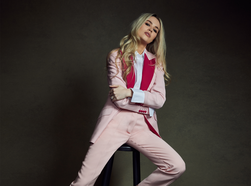 Single-breasted Pink Wool Suit - Olivia Arben